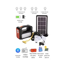 Solar Panelli Radyolu+bluetooth+mp3 Ve Telefon Şarj Özellikli Solar Kamp Lambası Turuncu