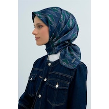 Armine Tivil Saf İpek Eşarp 9522 - 86 Lacivert Batik Desen lacivert