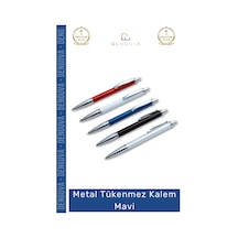 Kalem Kurumsal Logo Baskılı Lazer Kazıma Uyumlu Şık Promosyon Ofis Metal Tükenmez Kalem Mavi