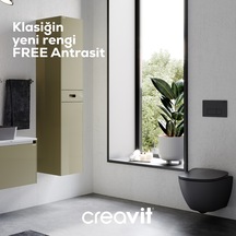 Creavit Free Rim-off Duroplast Yavaş Kapanan Klozet Kapaklı Mat Antrasit Set