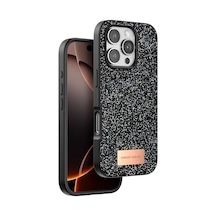 Onegif Apple iPhone Uyumlu  16 Pro Max Uyumlu Bright Simli Kapak - Siyah