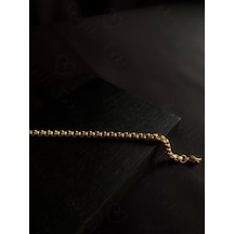 Köşeli Model Gold Çelik Zincir Çocuk Bileklik Kuzey Serisi Altın