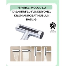 Çok Fonksiyonlu Musluk Başlığı 4 Su Modu Geniş Uyumlu Adaptör Seti Mutfak Ve Banyo Uyumlu Gümüş
