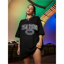 Flood Of Style Kadın Palm Springs Siyah Baskılı Oversize Tshırt