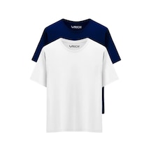 Rich Erkek 2 Li Paket %100 Pamuk Oversize Tişört Basic Bisiklet Yaka Kısa Kollu T-shirt Lacivert
