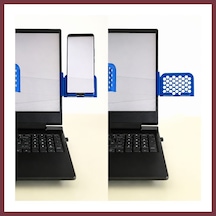 Storeşahin 3d Baskı Monitor Telefon Tutucu - Petek Desenli Laptop Kenar Telefon Tutucu-mavi Shn0720