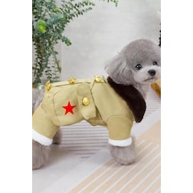 Caş Dekorasyon Bej Renk Çantalı Peluş Astarlı Xl Köpek Tulum/mont