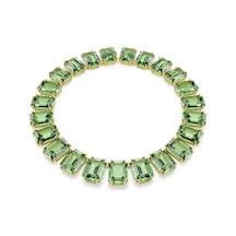 5714396 Millenia Tennis Necklace, Oversized Crystals, Octagon Cut, Green, Gold-tone Plated Metalik