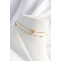 316l Çelik Gold Renk Kalp Tasarımlı 2li Halhal - Tj-hh1622 Çok Renkli