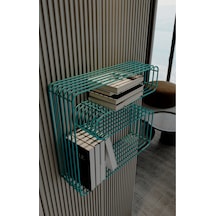Paslanmaz Metal Duvar Rafı Kitaplık Banyo Düzenleyici Kıvrımlı Tel Kitaplık Ve Mutfak Rafı Turkuaz