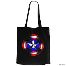Captain America Shield 2 Siyah Kanvas Bez Çanta