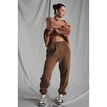 Madmext Kadın Camel Beli Lastikli Oversize Eşofman Altı Mg1235-camel Camel