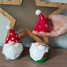 Dafniart Yılbaşı Noel Ya Da Mantar Kapaklı Noel Dekor/mumluk Beyaz,kırmızı Mantar Gnome Diğer