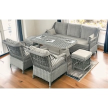 Petra Rattan 3 1 1 Masa 2puf Bahçe Balkon Mobilyası,vizon