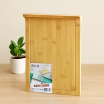 Bambu Kesme Tahtası 25x35 Cm Kanallı, Kenar Destekli Çok Renkli
