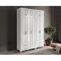 GuneyStore Gözde 5 Kapaklı Yüklüklü Komple MDF Beyaz Gardırop