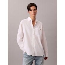 Calvin Klein Pamuklu Poplin Rahat Kesim Dokuma Kadın Beyaz Gömlek Lv047f147g-yaa Beyaz