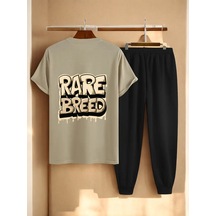 Uyguntarz Unisex Rare Breed Baskılı Eşofman Takımı Bej