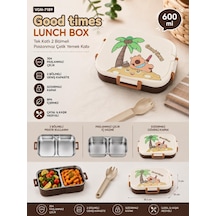Vagonlife Vgn-7189 Good Times 600 Ml Tek Katlı 2 Bölmeli Paslanmaz Çelik Yemek Kabı Lunch Box Çok Renkli