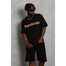 Vexor Erkek Baskılı T-shirt Kısa Kol Bisiklet Yaka Regular Fit Rahat Kalıp Günlük Tişört - Siyah