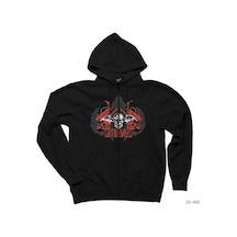 Avenged Sevenfold Red Siyah Fermuarlı Kapşonlu Sweatshirt Siyah