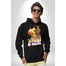 Basketbol Shaquille Oneal Star Ateş Topu Kadın Erkek Siyah Kapüşonlu Sweatshirt Hoodie Siyah