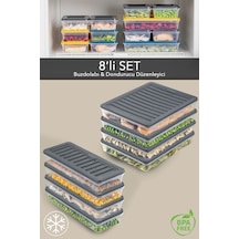 Meleni Home Buzdolabı Mikrodalga Saklama Kabı 8'Li Antrasit 4 x( 2400 ML) 4 x (1170 ML)