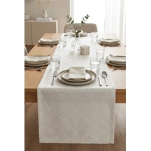 Ranır Runner Şık Sofra Dekoru Dekoratif Lüks Gürünüm Kare Runner 40x160 Cm Beyaz