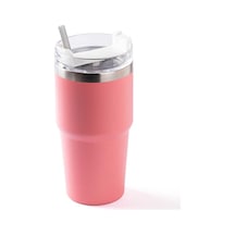 Tantitoni Pembe Paslanmaz Çelik Pipetli Termos Bardak 600ml Pembe