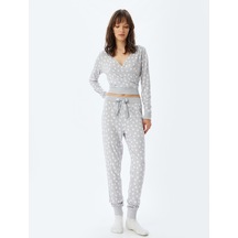 Koton Kalpli Jogger Pijama Altı Örme Beli Bağlamalı Beyaz Ekose 5wlk40151mk Beyaz Ekoseli Beyaz