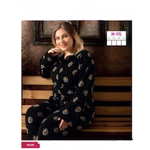 Sude Kadın Büyük Beden Kışlık Polar Gömlek Yaka Pijama Takımı M 915- 1 Adet 001