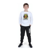 Fyk Kids Erkek Çocuk Yazı Baskılı Bel Detayı Lastikli Alt-üst Pijama Takımı Beyaz