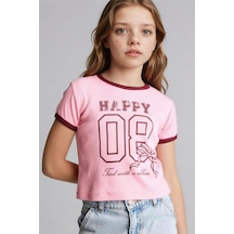 Defacto Baskılı Fitilli Kaşkorse Tişört Kız Çocuk D8542a826smpn253 Pembe-pn253