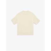 Koton Regular Fit Kısa Kollu Dik Yaka Triko Kazak Ekru 6sak90081ht Ekru