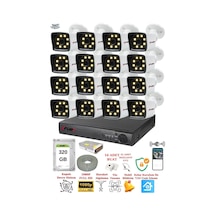 Fury 16 Kameralı 5mp Lens 1080p 2mp Color Görüntü 8 Warm Led Gece Görüş Fullhd Güvenlik Kamera 5525w 320