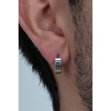 Ince Düz Unisex Halka Erkek Çelik Küpe Çifti 2 Renk 3 MM Mse8 Beyaz