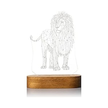 Geometrik Aslan Tasarımlı 3d Led Gece Lambası .