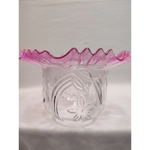 Kıvırcık Abajur Camı.pembe-şeffaf Renkte.alt Çap:10,00cm-h:15,50c Pembe-Şeffaf