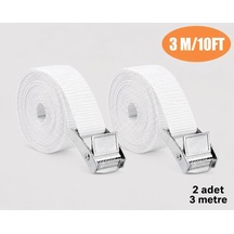 Tr Beyaz Bağlama Kayışı 3 Metre, Metal Tokalı, 2 Adet