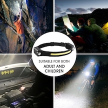 Ebitda Hafif Kafa Lambası El Feneri Usb Şarj Edilebilir Kamp Farı Siyah Siyah