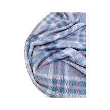 Gri Mavi Tarçın Ekoseli Jakarlı İnterlok Örme Kumaş Hırkalık & Kazaklık 150x250cm-12862 Gri,mavi,tarçın