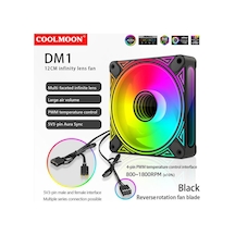Coolmoon - Dm1 12cm Kasa Fanı 5v 3pin Argb Aura Sync 12v 4pin Pwm Soğutucu Fan - 120mm - Siyah