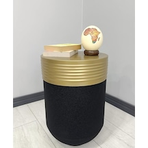 Elegant Dekoratif Eskitme Darbuka Siyah Sehpa 60cm