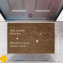 Kapı Önü Paspası Dekoratif Dijital Baskı Çift Kalp P-2467 Renkli