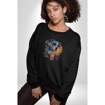 Tatil Köpek Soğuk Kokteyl İçeçek Unisex Siyah Baskılı Sweatshirt Siyah