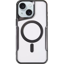 Newface Apple İphone 15 Plus Kılıf Boyi Magsafe Silikon Kapak - Siyah