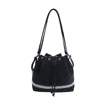 Novahub Kadın Zincirli Çanta İpli Kova Omuz Çantası Çok Fonksiyonlu Sırt Çantası Siyah Siyah