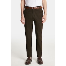 Tudors Erkek Regular Fit Chino Esnek Yandan Cepli Önü Fermuarlı Pamuklu Dokulu Haki Pantolon-34527 Haki