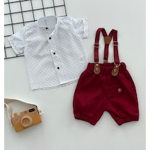 Murat Baby Yalmanlıbebe Neşeli Bebeklerimize Çapa Desen Hakim Yaka Pantolon Askılı Kısa K (548623119) Beyaz - Kırmızı