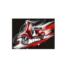 Retro Kırmızı Scooter Model Ahşap Tablo